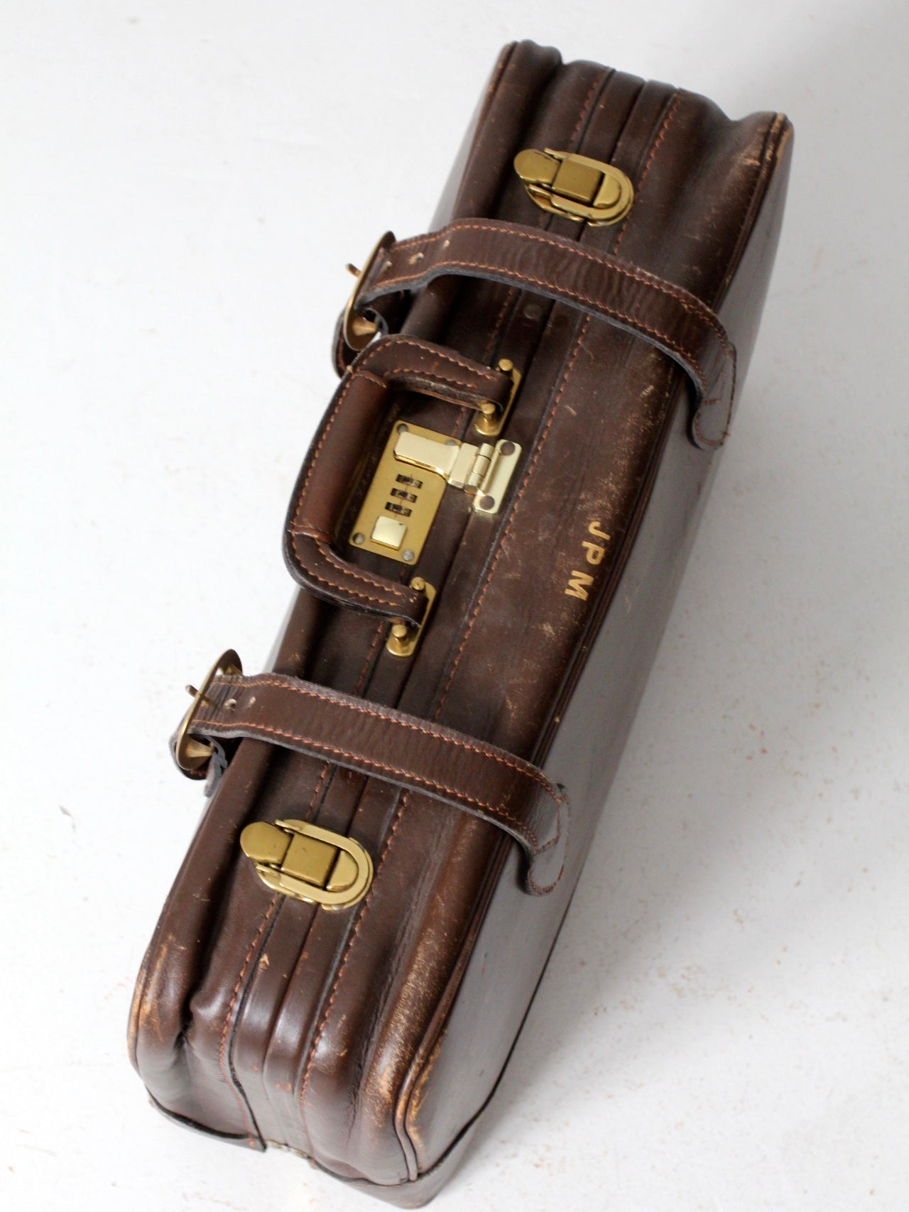 vintage brown leather suitcase