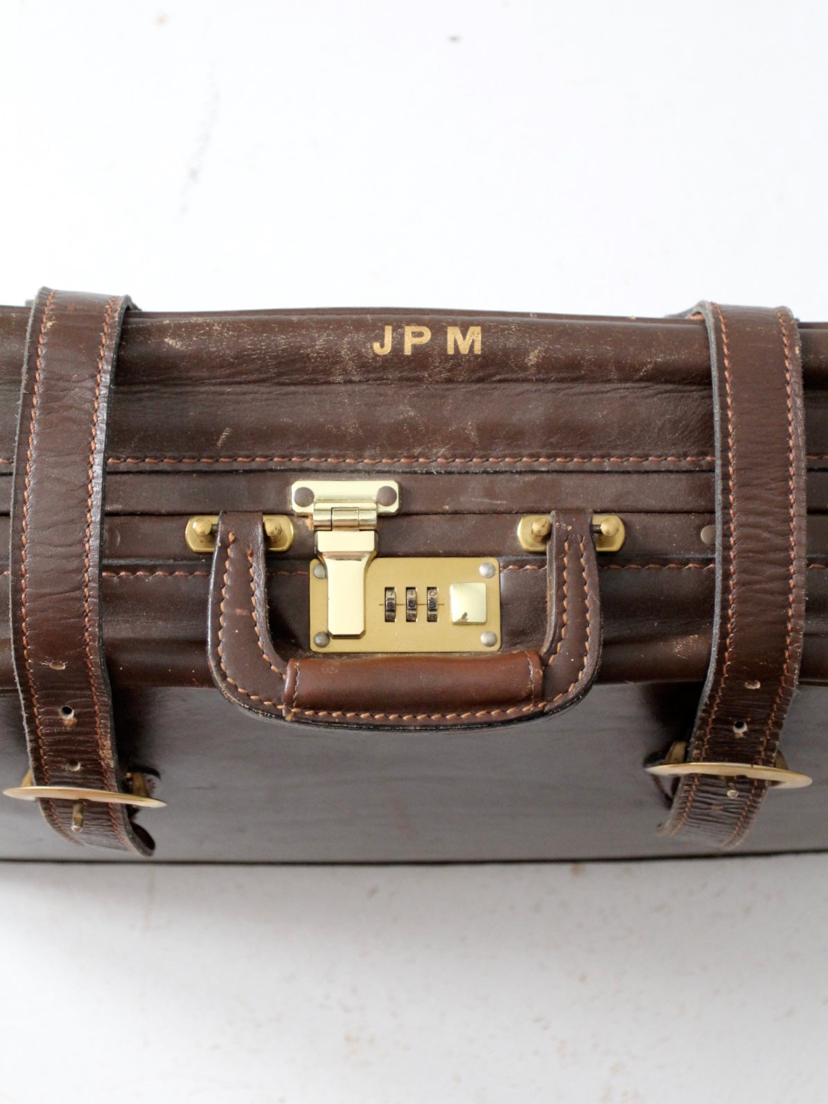 vintage brown leather suitcase