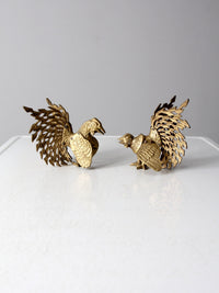 mid-century brass rooster pair