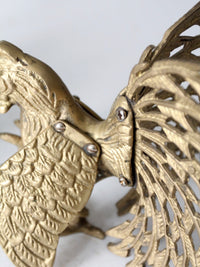 mid-century brass rooster pair