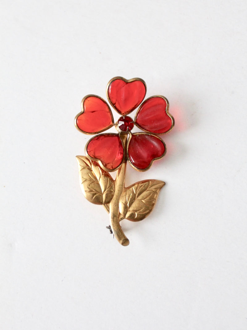 vintage floral hearts brooch