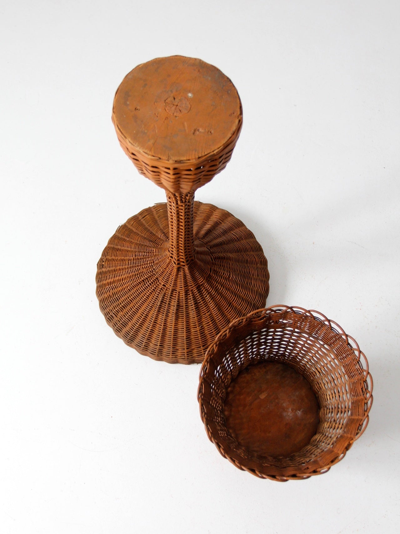 antique wicker plant stand