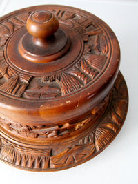 vintage carved wood cake stand