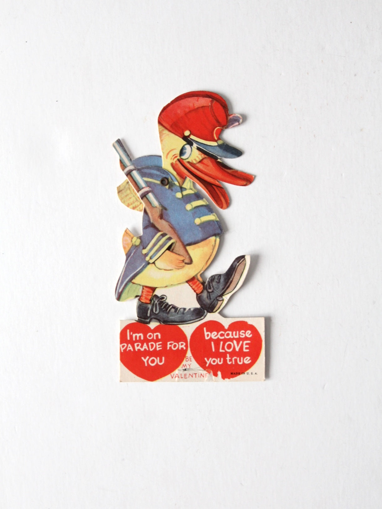vintage 1930s Valentine's Day card, mechanical duck