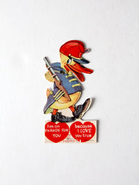 vintage 1930s Valentine's Day card, mechanical duck