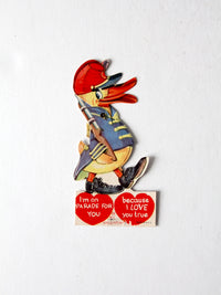 vintage 1930s Valentine's Day card, mechanical duck