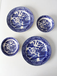 vintage Japanese Blue Willow dishes 4 pc