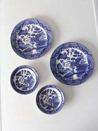 vintage Japanese Blue Willow dishes 4 pc