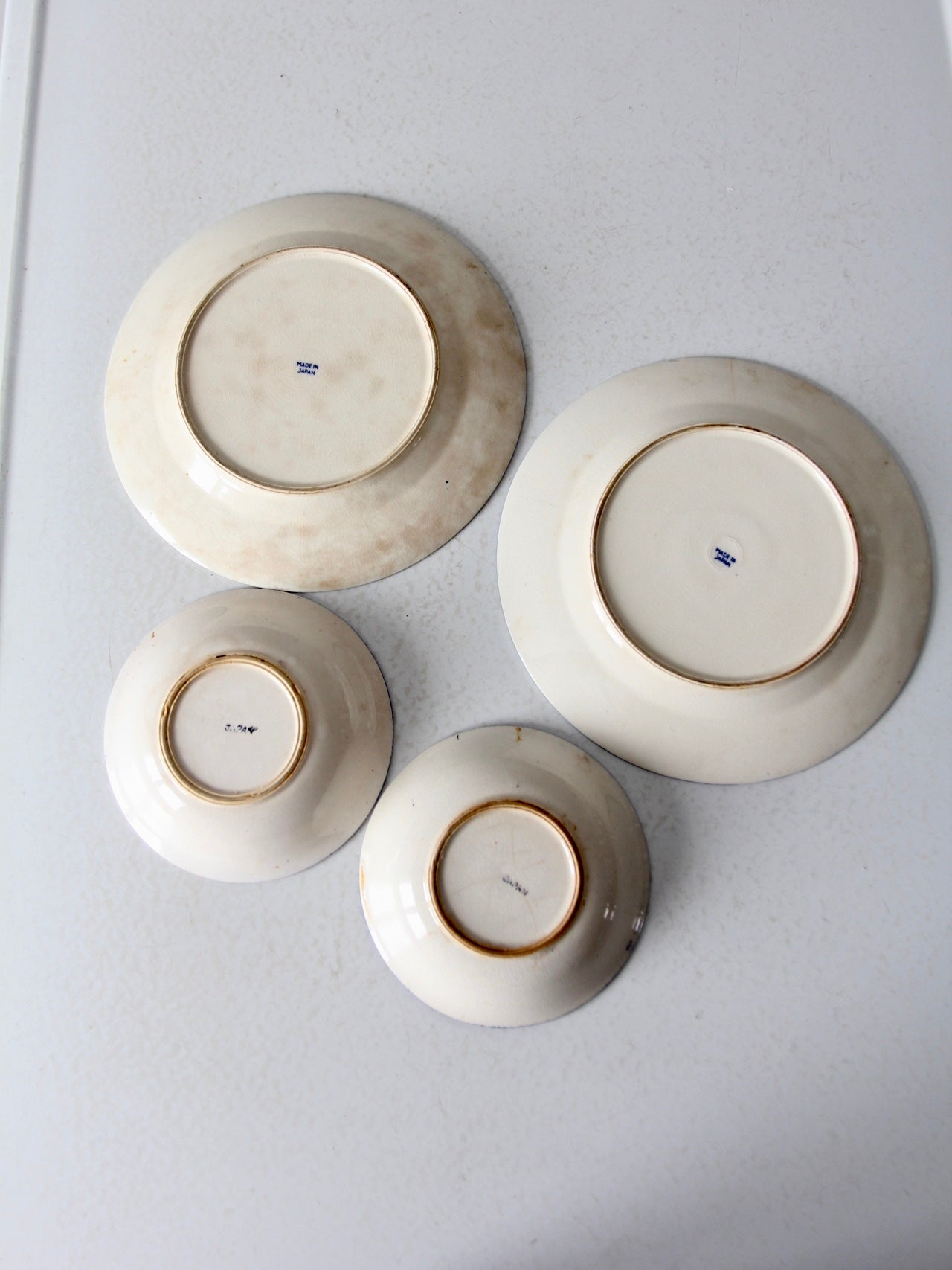 vintage Japanese Blue Willow dishes 4 pc