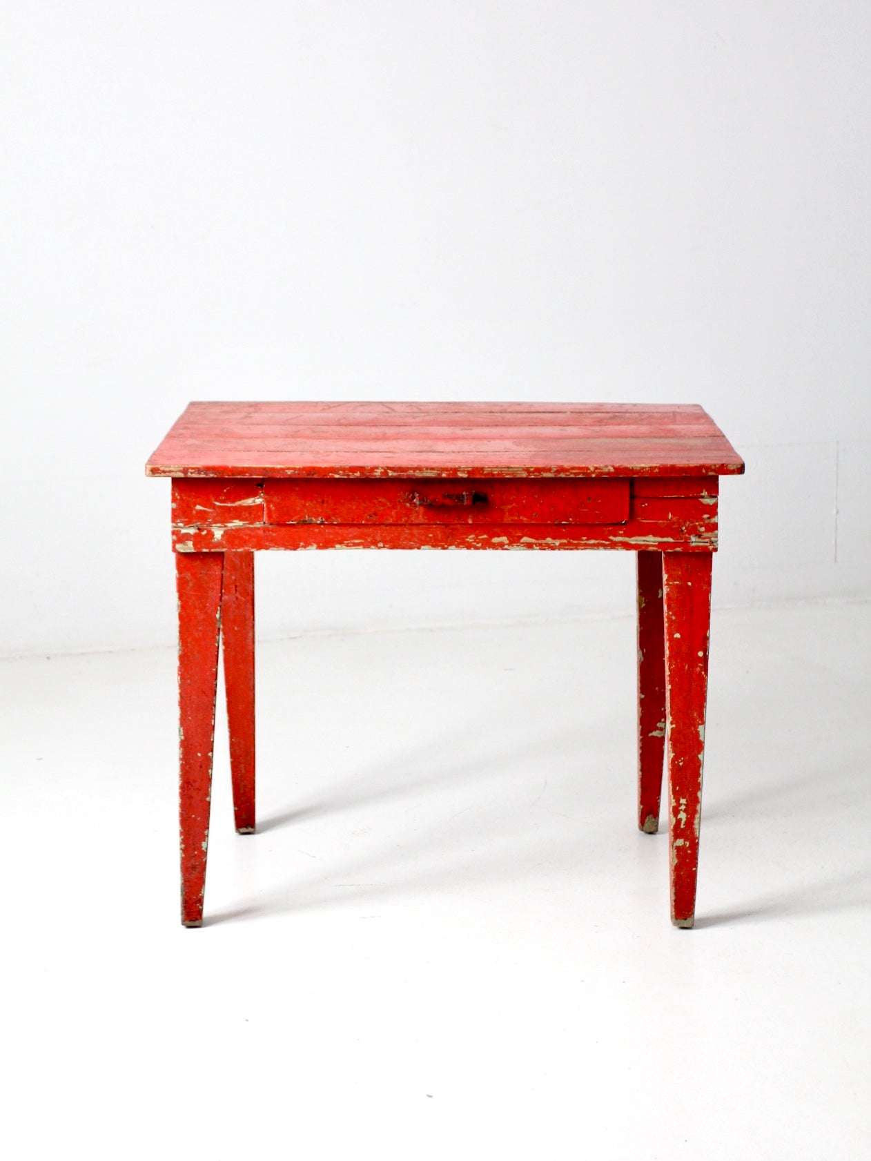 antique red desk with money drawer
