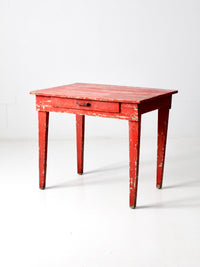 antique red desk with money drawer