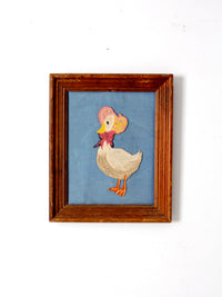 vintage framed Mother Goose embroidery