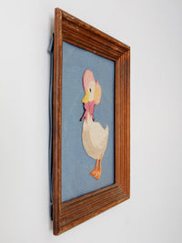 vintage framed Mother Goose embroidery