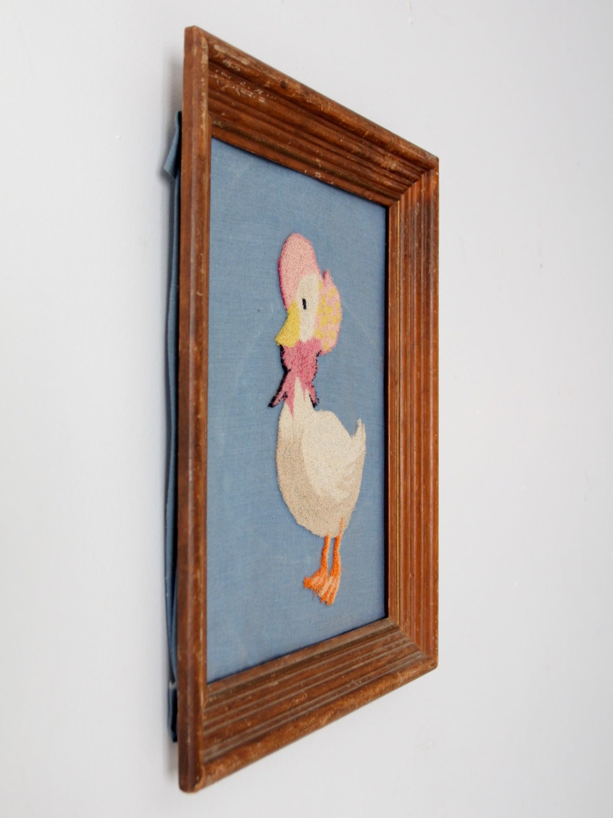 vintage framed Mother Goose embroidery