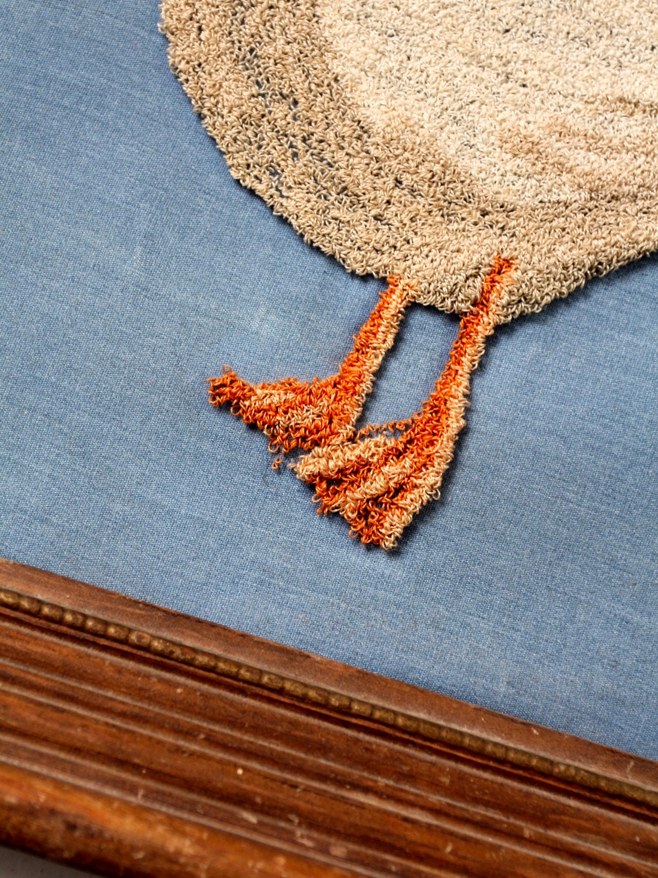 vintage framed Mother Goose embroidery