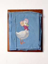 vintage framed Mother Goose embroidery