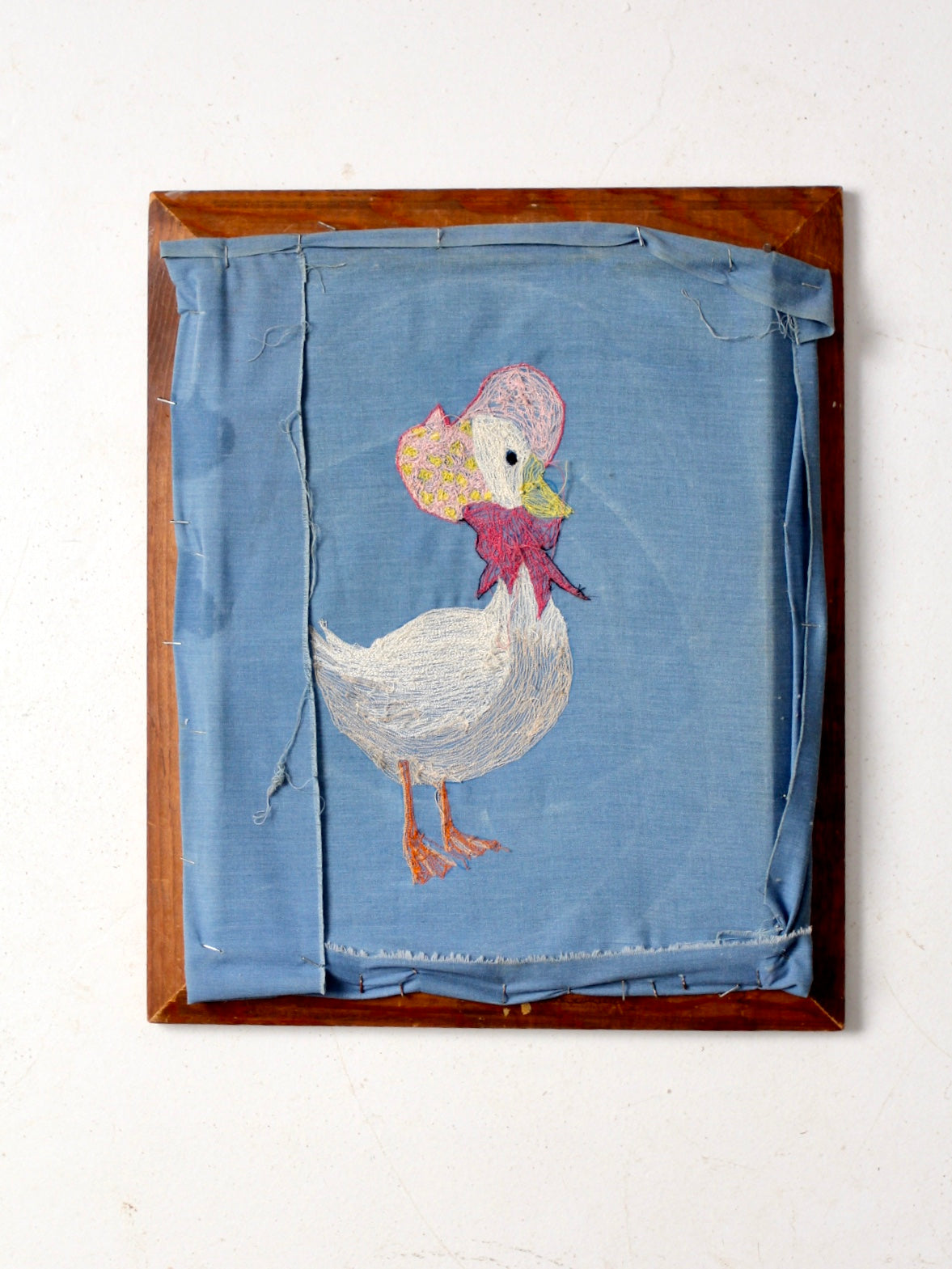 vintage framed Mother Goose embroidery