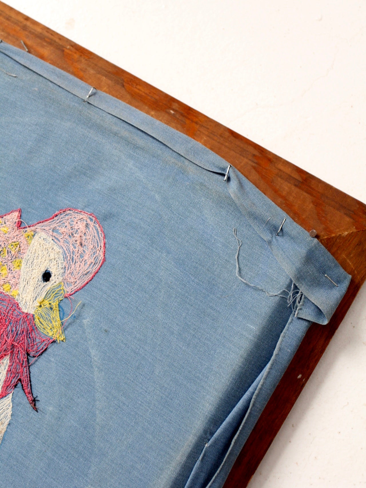 vintage framed Mother Goose embroidery