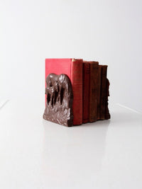 vintage composite wood horse bookends