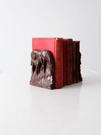 vintage composite wood horse bookends