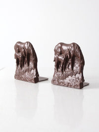 vintage composite wood horse bookends