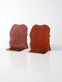 vintage composite wood horse bookends