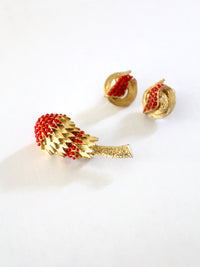 vintage brooch and earring set