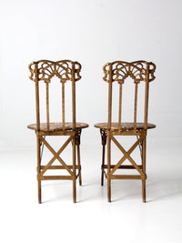 antique Art Nouveau cast iron chairs