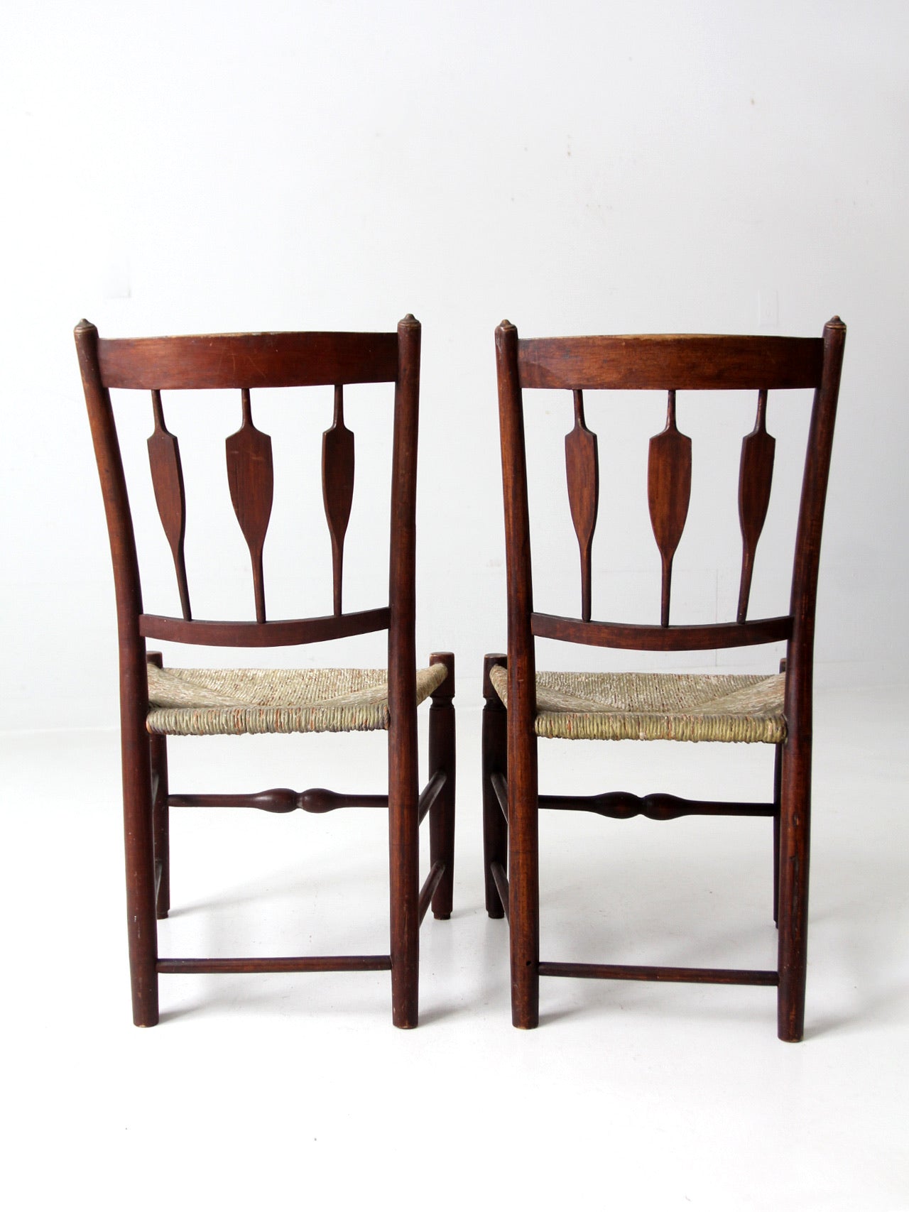 antique rush dining seat chairs pair