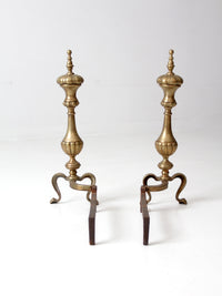 antique brass and cast iron fireplace andirons