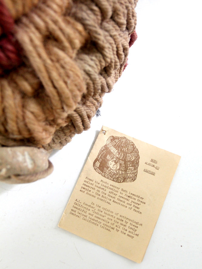 vintage coiled rope basket by Ruth Lescohier