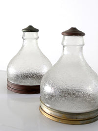 pair of vintage holophane style prismatic glass pendant light shades
