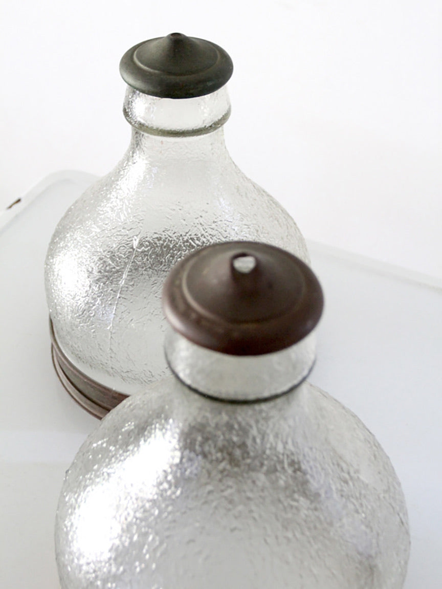 pair of vintage holophane style prismatic glass pendant light shades