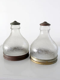 pair of vintage holophane style prismatic glass pendant light shades