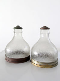 pair of vintage holophane style prismatic glass pendant light shades