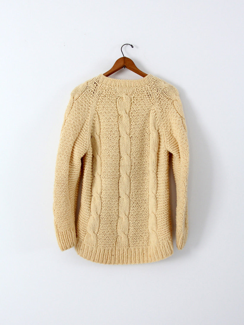 vintage cream cable knit tunic sweater