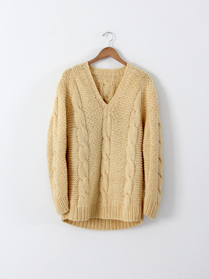 vintage cream cable knit tunic sweater