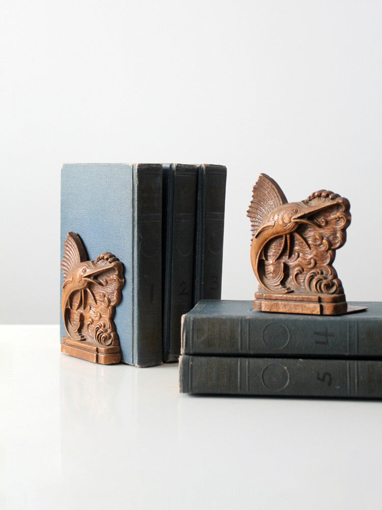 vintage Syroco style nautical marlin bookends