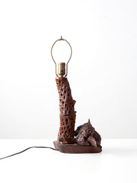 mid-century organic modern burl wood table lamp