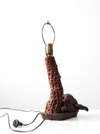 mid-century organic modern burl wood table lamp
