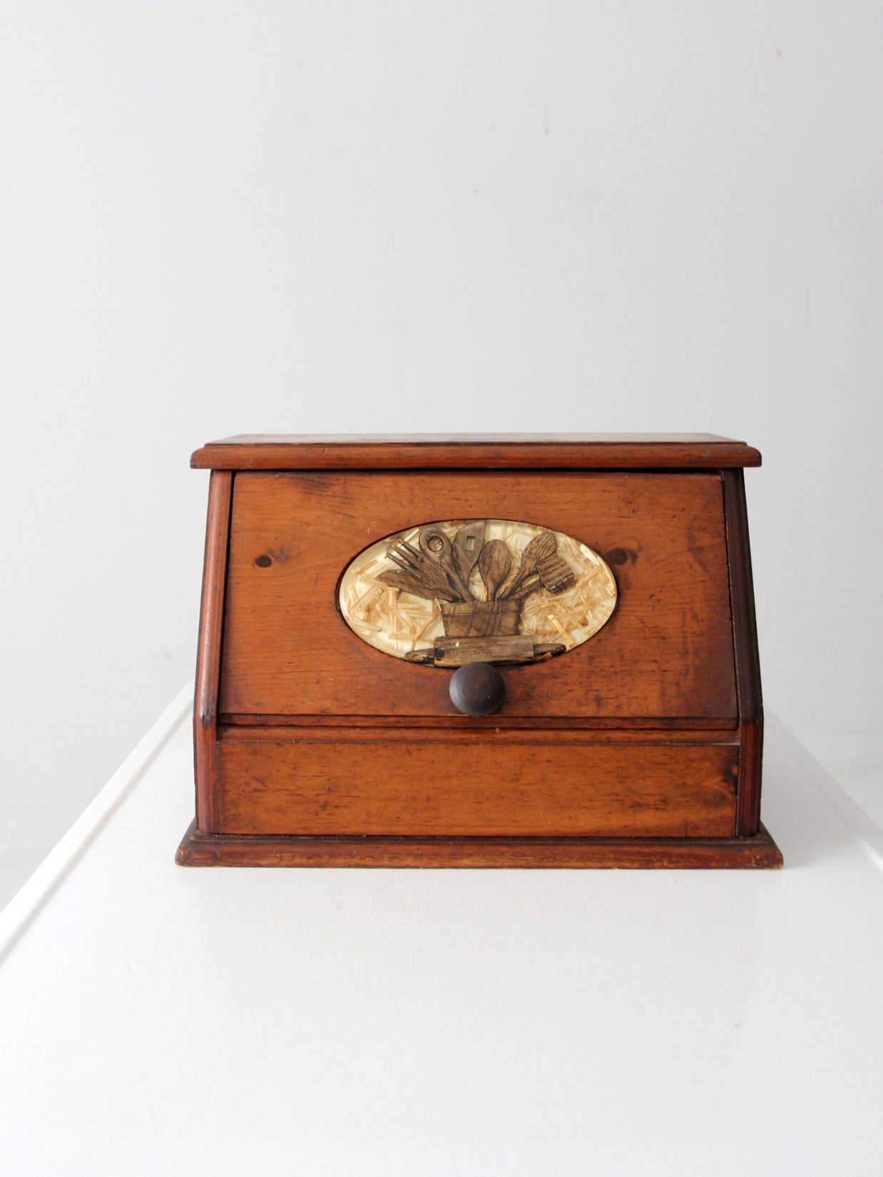 vintage wooden bread box