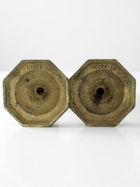 vintage Mexican brass candlestick holders pair