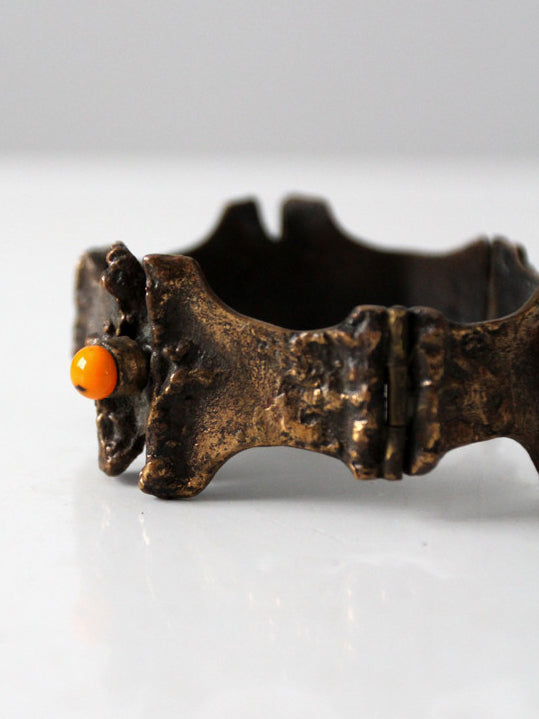 1970s Brutalist bronze cuff bracelet