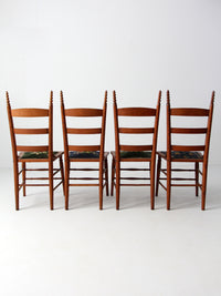 set of four Victorian ladder-back chairs with antique needlepoint seats