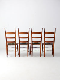 set of four Victorian ladder-back chairs with antique needlepoint seats