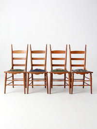 set of four Victorian ladder-back chairs with antique needlepoint seats