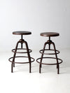 mid century industrial stools pair