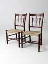 antique rush dining seat chairs pair