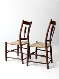 antique rush dining seat chairs pair