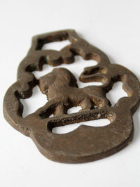 antique brass lion horse harness ornament